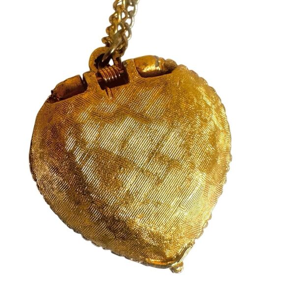 Viviane Woodard Primeval Perfume Locket Heart Pendant w/ Rhinestones, Gold-Tone - Picture 8 of 10